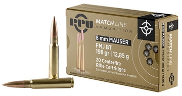 Picture of PPU Match 8mmMauser 200gr Full Metal Jacket Boat Tail 20 Per Box/10 Case PPM8