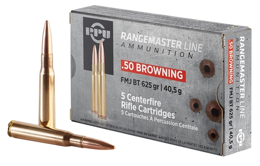 Picture of PPU Rangemaster 50BMG 625gr Full Metal Jacket 5 Per Box/20 Case PPRM50