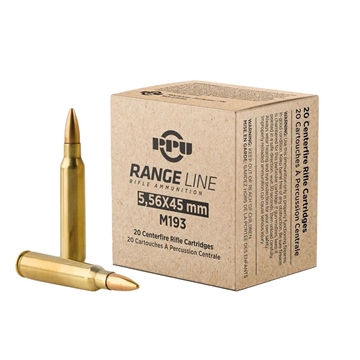 Picture of PPU RangeLine Rifle Ammunition 5.56X45 NATO 55gr FMJBT 3240 fps 1000/rd (50 boxes of 20ct) PPR556 CASE