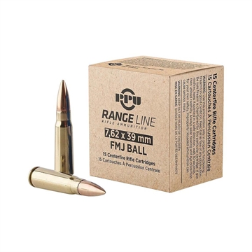Picture of PPU RANGELINE RIFLE AMO 7.62X39 124GR FMJ 15RD ( 62 BOXES PER CASE) 8605003821519