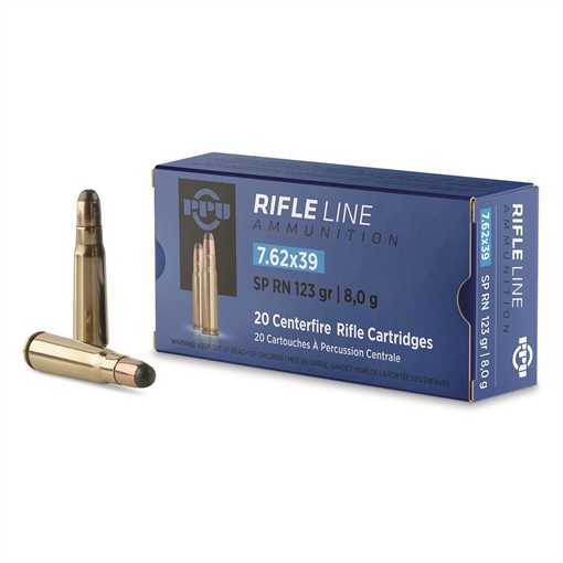 Picture of PPU Rifle Ammunition 7.62x39 123gr SP 22350 fps 20/ct PP739S