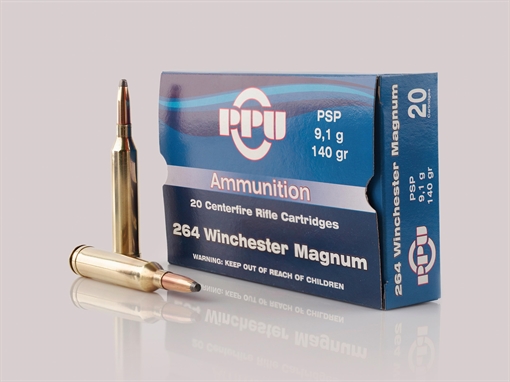 Picture of PPU Standard Rifle Ammunition .264 Win Mag PSP 140 gr 3018 fps 20/ct PP264