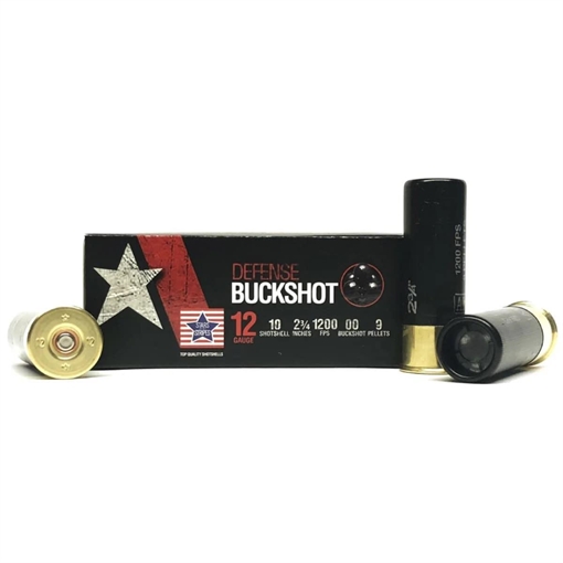 Picture of PPU Stars & Stripes Defense Buckshot Shotshells 12ga 2-3/4" 9-pellet 1200 fps 00 250/ct Case (25 Boxes) CBUCK9C