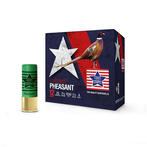 Picture of PPU Stars & Stripes Pheasant Load Shotshells 12ga 2-3/4'' 1-1/4oz 1300 fps #4 25/ct CP33504