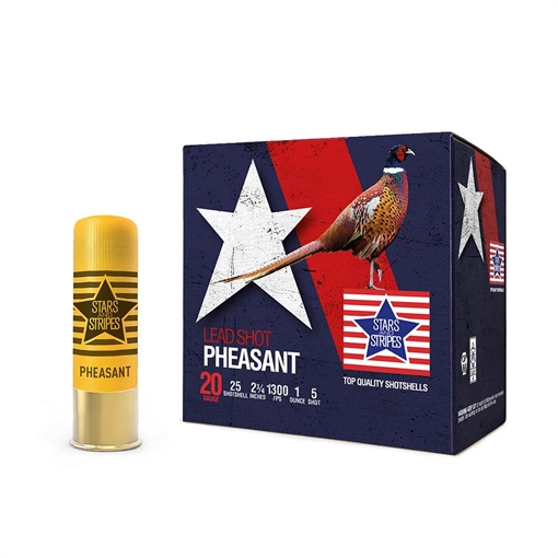 Picture of PPU Stars & Stripes Pheasant Load Shotshells 20ga 2-3/4'' 1oz 1300 fps #5 25/ct CP92805