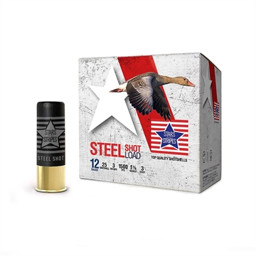 Picture of PPU Stars & Stripes Steel Shotshell 12ga 3'' 1-1/8 oz 1500 fps #3 25/ct CS33203