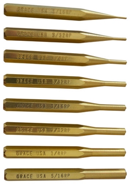 Picture of GRACE USA PUNCH SET ROLL PIN PUNCH SET OF 8 BRASS GBRP8 GRBRP8
