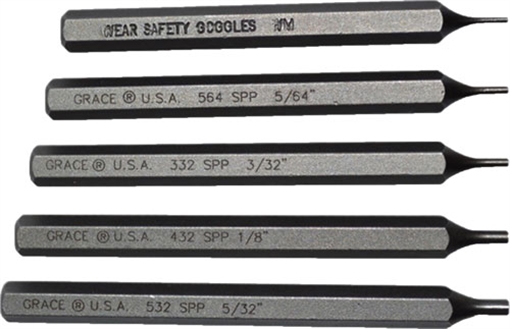 Picture of GRACE USA STARTER SHORT PIN PUNCH SET STEEL 5PC GRSPP5