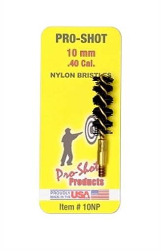 Picture of Pro-Shot Bore Brush .40/ 10mm Cal Pistol #8-32 Thread Nylon Bristles Brass Core 10NP