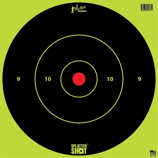 Picture of Pro-Shot SplatterShot 12" Bullseye Hanging Heavy Paper Black/Red Impact Enhancement Yes White 12 PK 12BGREENTG12PK
