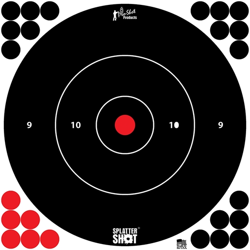 Picture of Pro-Shot SplatterShot 12" Bullseye Hanging Tagboard Black/Red Impact Enhancement White 12 PK 12BWHTETG12P