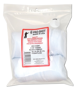 Picture of Pro-Shot Cleaning Patches .45 - .58 Cal 2.50" Round Cotton Flannel 250 Pack 212250
