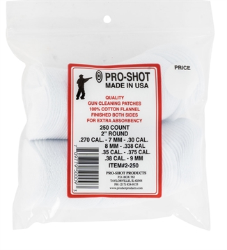 Picture of Pro-Shot Cleaning Patches .270 - .38 Cal 2" Round Cotton Flannel 250 Pack 2250