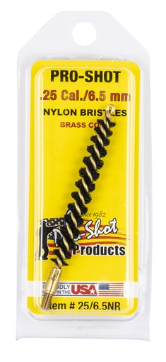 Picture of Pro-Shot Bore Brush .25 Cal/ 6.5mm Rifle #8-32 Thread Nylon Bristles Brass Core 2565NR