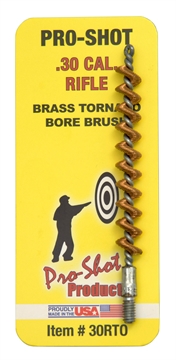Picture of Pro-Shot Tornado Bore Brush .30/ .300 Blackout/ .308/ .30-06/ 7.62mm/ Rifle #8-32 Thread Brass Spiral Wound Loop 30RTO