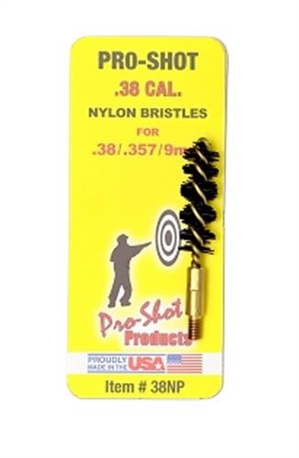 Picture of Pro-Shot Bore Brush 9mm Pistol #8-32 Thread Nylon Bristles Brass Core 38NP