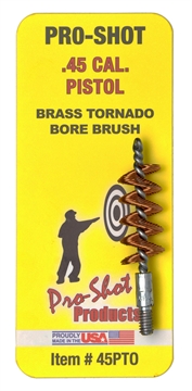 Picture of Pro-Shot Tornado Bore Brush .45 Cal Pistol #8-32 Thread Brass Spiral Wound Loop 45PTO
