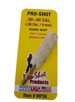 Picture of Pro-Shot Bore Mop .35 - .40 Cal Pistol #8-32 Thread 100% Cotton Brass Core MP38
