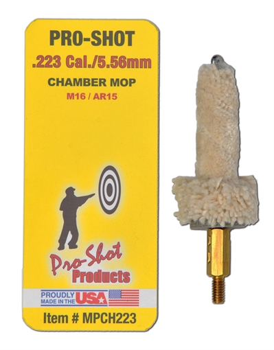 Picture of Pro-Shot Chamber Mop Military Style .223 Rem/5.56x45mm NATO AR Platform #8-32 Thread 100% Cotton Mop Brass Core MPCH223