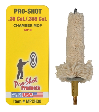 Picture of Pro-Shot Chamber Mop Military Style .30/ .308/ 7.62x51mm NATO AR Platform #8-32 Thread 100% Cotton Mop Brass Core MPCH30