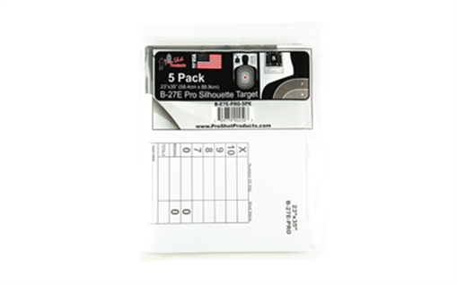 Picture of PRO-SHOT 23IN X 35IN B27 SILHOUETTE TARGET- PRO RED CENTER 5 PACK B-27E-PRO-5PK