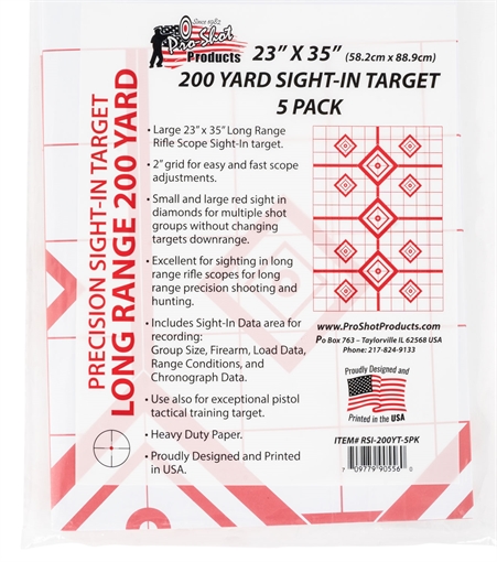 Picture of Pro-Shot SplatterShot Sight-In Diamond Hanging Heavy Paper 200 yds 23" x 35" White/Red 5 Pack RSI200YT5PK