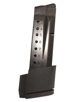 Picture of ProMag Standard 10rd Extended 9mm Luger Fits S&W M&P Shield Blued Steel (Except Shield EZ Variant) SMI28
