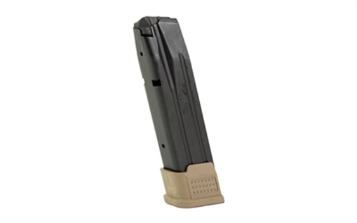 Picture of ProMag Industries Magazine, 9MM, 21 Rounds, Fits Sig Sauer P320, Steel Construction, Blued Finish, Flat Dark Earth Baseplate SIG-A20-FDE