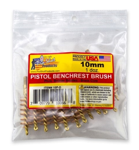 Picture of PRO-SHOT 10MM/.40 CAL. PISTOL BRUSH - 12 QTY. BULK PACK 10P-D