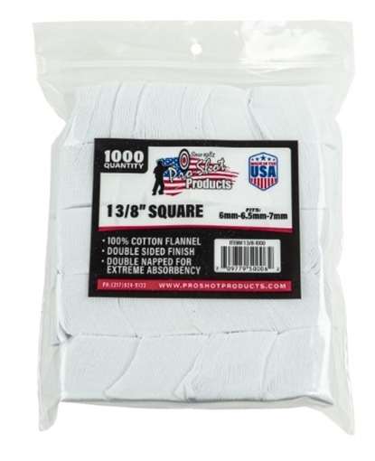 Picture of PRO-SHOT 13/8IN SQUARE PATCHES - 6MM TO 7MM - 1000 COUNT 13/8-1000