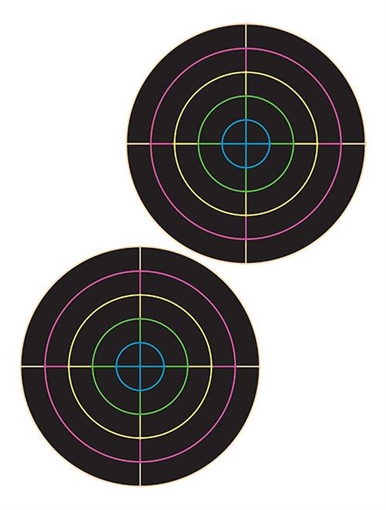 Picture of PRO-SHOT 2 QTY. MULTI-COLOR BULLSEYES ON 8.5IN X 11IN TAG PAPER - 10 PACK 5B-MC-10PK