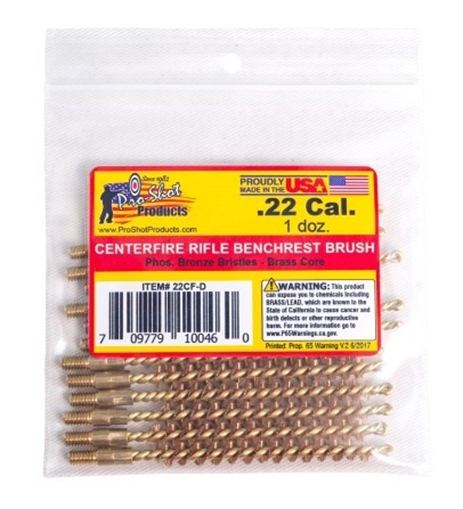 Picture of Pro-Shot Benchrest Phosphorus Bronze Rifle Cleaning Brushes (8/32 Thread) - .22 cal Centerfire 12/pk 22CF-CS