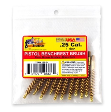 Picture of PRO-SHOT .25 CAL. PISTOL BRUSH - 12 QTY. BULK PACK 25P-D