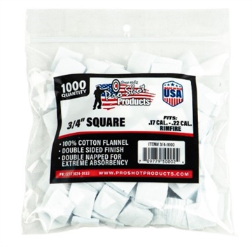 Picture of PRO-SHOT 3/4IN SQUARE PATCHES - .17 CAL. TO .22 CAL. RIMFIRE - 1000 COUNT 3/4-1000 3/4-1000 341000