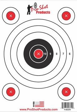 Picture of PRO-SHOT 9IN X 13IN 5 BULLSEYE TARGET WITH ADHESIVE BACKING - 6 PACK P1-BULLSEYE