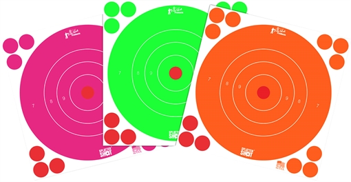 Picture of PRO-SHOT SPLATTER SHOT 8IN HI-VIS FLOURESCENT ORANGE PINK AND GREEN - 2 EACH - PEEL AND STICK - 6 PACK 8B-FL-6COMBO