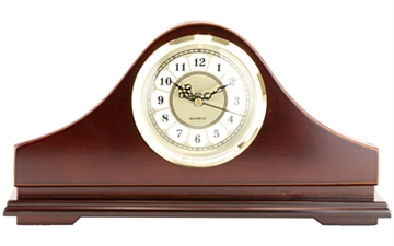Picture of Peace Keeper Mantle Gun Clock Front Panel Entry Mahogany Stain Wood Holds 1 Handgun 14.62" L x 7.37" H x 3.75" D MGC