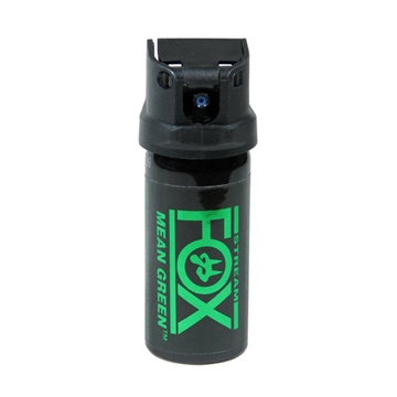 Picture of Fox Labs Mean Green Capsaicinoids 2 oz Black Spray Features Green Staining To ID Assaliant 156MGS