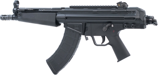 Picture of PTR Industries PTR-32P PDWR, Pistol, Semi-automatic, 7.62X39, 8.5" Barrel, Steel, Black, Polymer Pistol Grip, Welded Scope Mount, Thumb Safety, 30 Rounds, 1 Magazine, 5/8X24 Flash Hider, HK33 Plastic Handguard, Anti-Tilt End Cap with Swivel, Right Hand PTR203