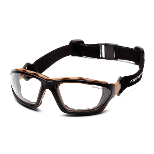 Picture of Pyramex Carhartt Carthage Shooting Glasses Black and Tan with Clear Anti-Fog Lens CHB410DTP