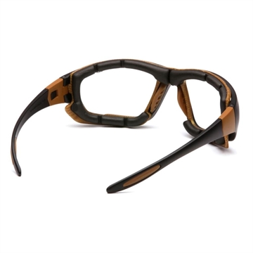 Picture of Pyramex Carhartt Carthage Shooting Glasses Black and Tan with Clear Anti-Fog Lens CHB410DTP