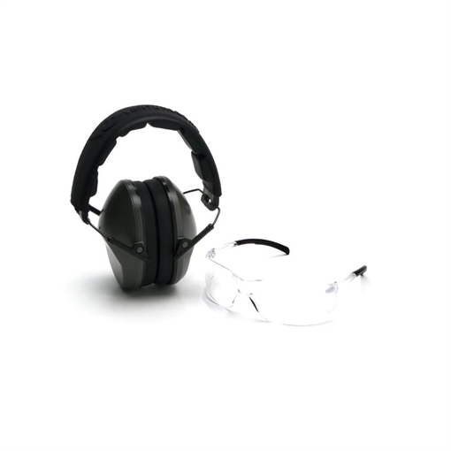 Picture of Pyramex Low-Profile Combo Kit Clear Shooting Glasses and Passive Earmuff 24dB OD Green VGCOMBO310