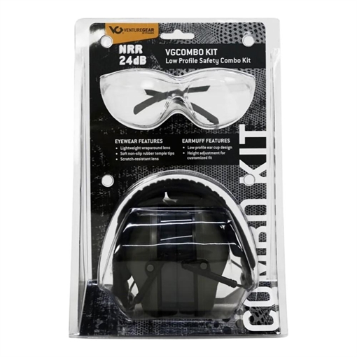 Picture of Pyramex Low-Profile Combo Kit Scratch Resistant Clear Lens & Frame with Rubber Temple Tips Gray Low-Profile Earmuffs VGCOMBO110