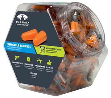 Picture of Pyramex Disposable Earplugs Foam 32 dB In The Ear Orange Adult 100 Pair PYDP1000BN