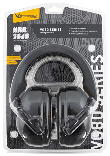 Picture of Pyramex Venture Gear V80 Muff Foam 26 dB 32 dB Over the Head Black Adult 1 Pair VGPM8011C