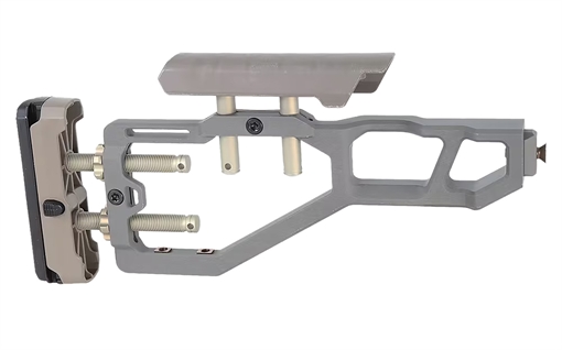Picture of Q Fix Stock, Fully Adjustable Stock and Cheek Riser, Black/Gray and Clear Anodized Finish, Fits Q The Fix, Product Finishes, Shade Variations and Other Imperfections Are Normal Due to the Manufacturing Process ACC-FIX-STOCK-GRAY ACCFIXSTOCKGRAY