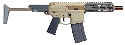 Picture of Q Honey Badger, Semi-automatic, SBR, 300 Blackout, 7" Threaded Barrel, Flat Dark Earth Finish, Collapsible Stock, 30Rd, Optic Not Included, Product Finishes, Shade Variations and Other Imperfections Are Normal Due to the Manufacturing Process HB-300BLK-7IN