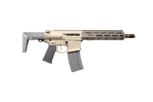 Picture of Q Honey Badger, Semi-automatic, SBR, 556NATO, 10" Threaded Barrel, Clear Anodized Finish, Flat Dark Earth, Collapsible Stock, 30 Rounds, 1 Magazine, Product Finishes, Shade Variations and Other Imperfections Are Normal Due to the Manufacturing Process HB-556-10IN-SBR