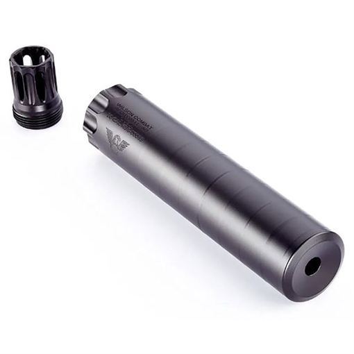 Picture of Wilson Combat Quell, Suppressor, 223REM/556NATO, Stainless Steel Construction, Armor Tuff Finish, Black, Includes K-Mount Muzzle Device, Storage Case SP-QUELL-556BLK28