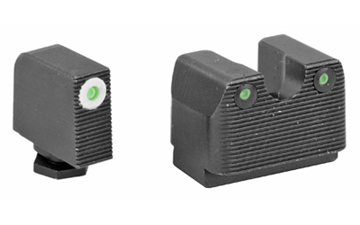 Picture of Rival Arms Tritium 3 Dot Front/Rear Green Night Sight, Fits Glock MOS 17/19, White Front Sight Ring, Black Nitride Quench-Polish-Quench (QPQ) Finish RA-RA3B231G